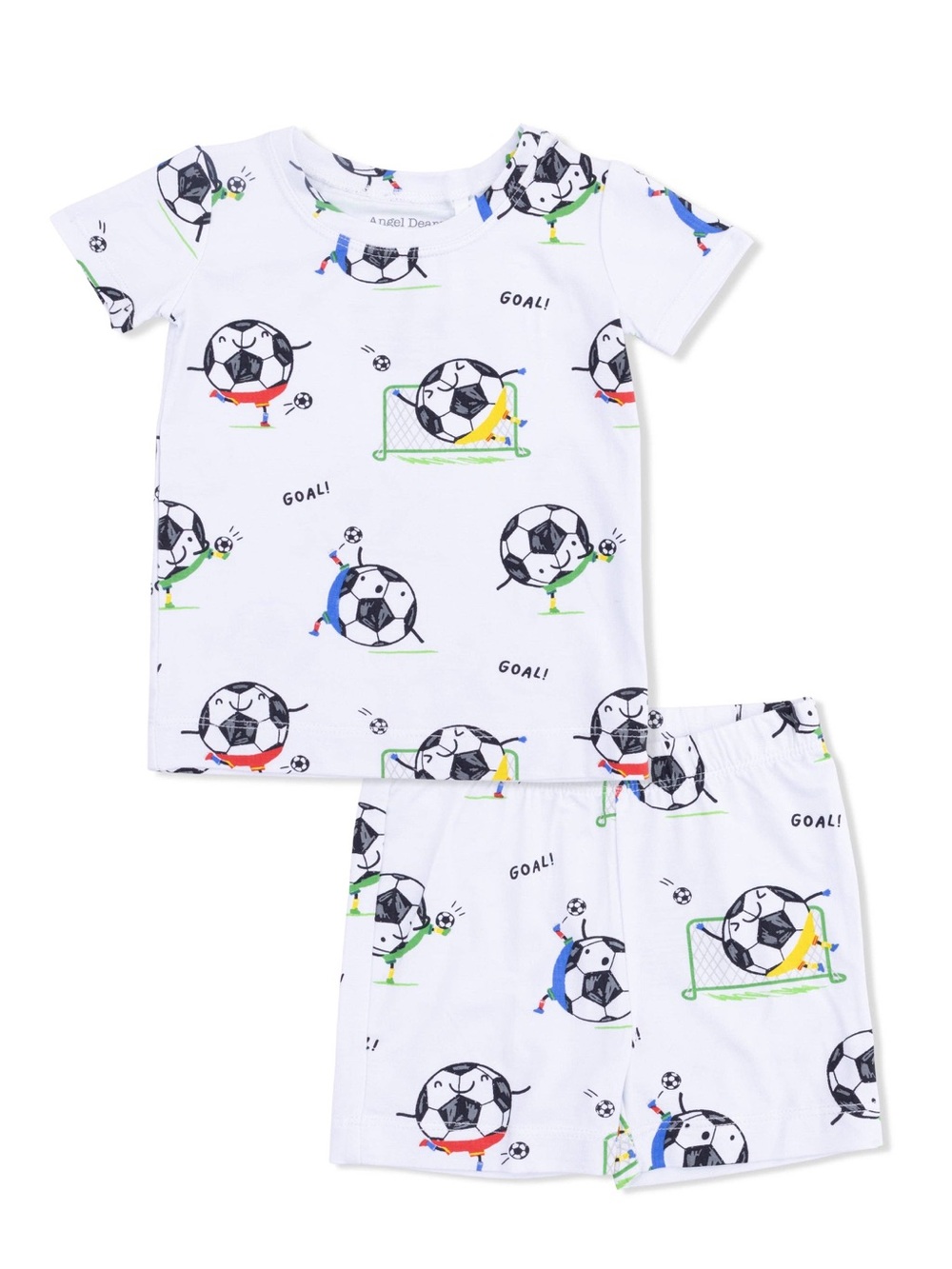 Angel Dear White Soccer Print Short Pajama Set 2T 3-4 5-6